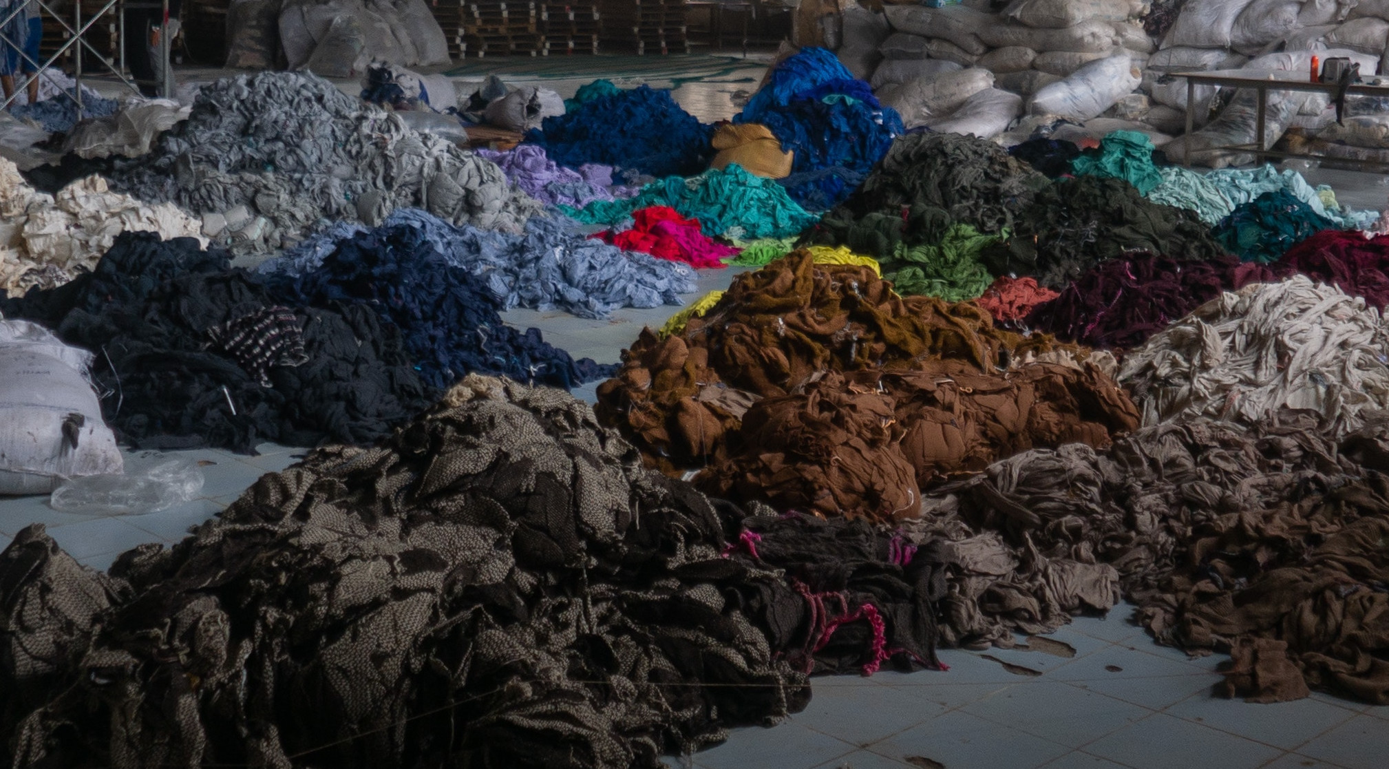 Piles of textile waste